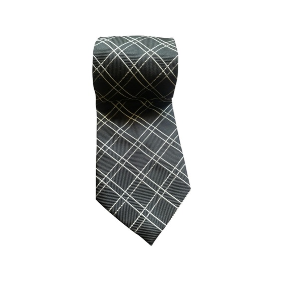 Foggia Other - Foggia Mens Necktie‎ Black White Plaid Pattern Silk Business Formal